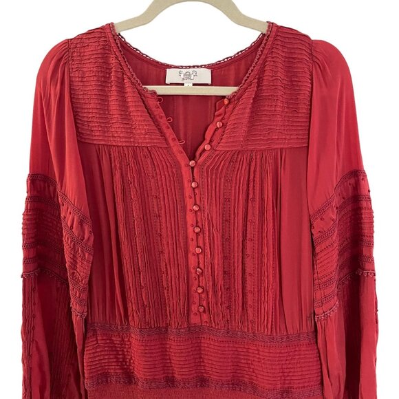 Sea New York Size 4 Red Azzedine Mini Dress Long Sleeve Boho Peasant Flaw - Picture 15 of 16